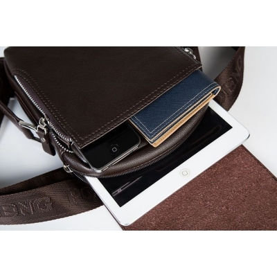 Torba POLO męska listonoszka ciemny brąz